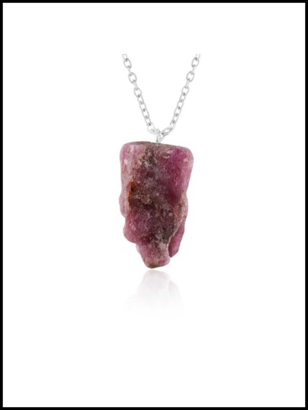 Raw Ruby Gemstone Pendant Necklace – Handmade Boho Jewelry with Silver Plated